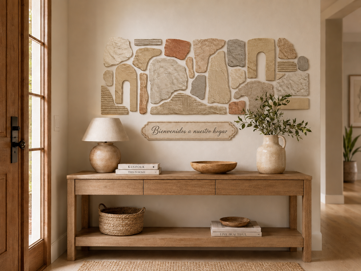 Vinilo Relieve Mineral con placa personalizada Bienvenidos a nuestro hogar.