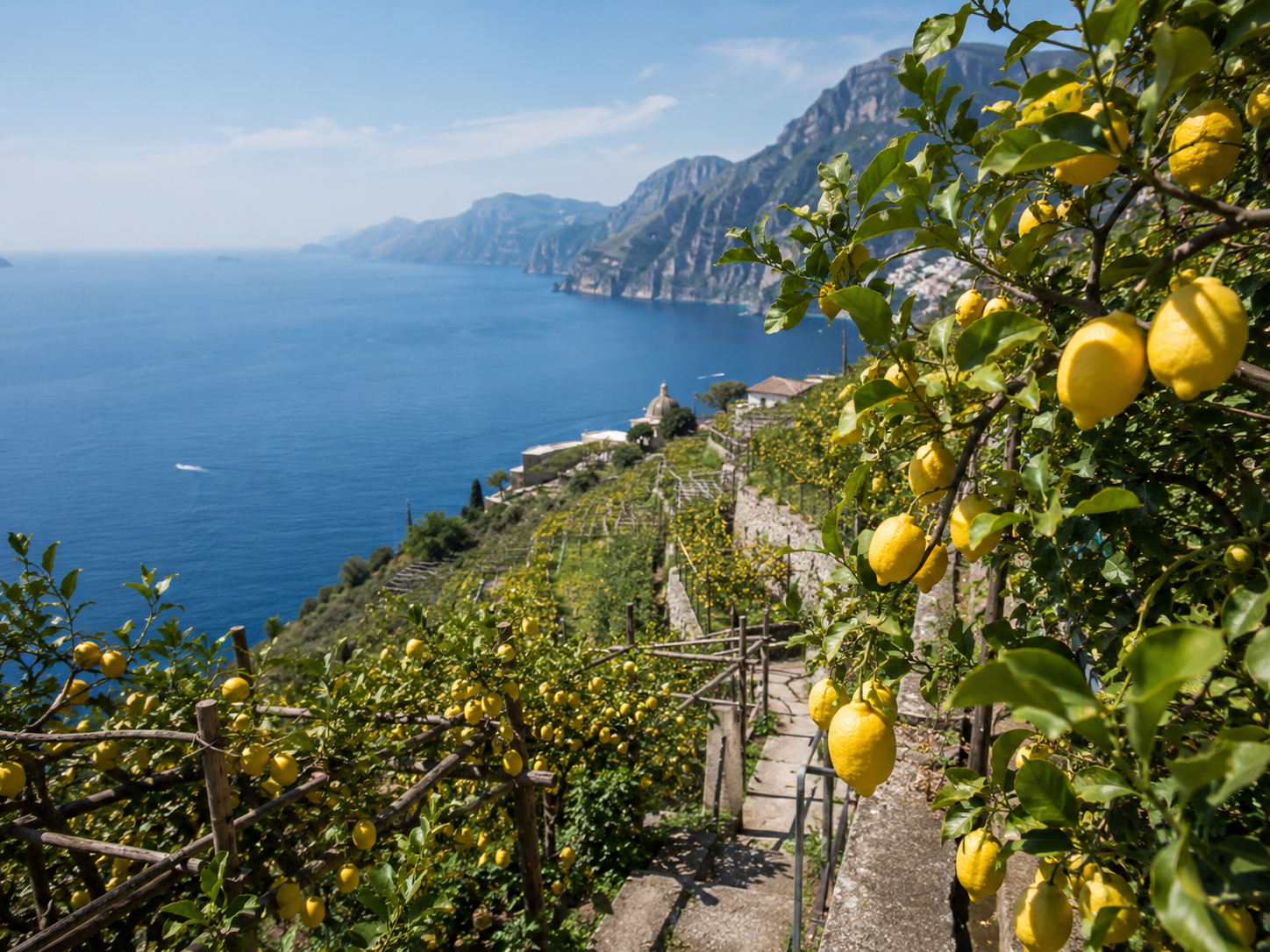 Los limones de la Costa Amalfitana crecen entre terrazas, montaña y mar, convirtiéndose en uno de sus símbolos más reconocibles.