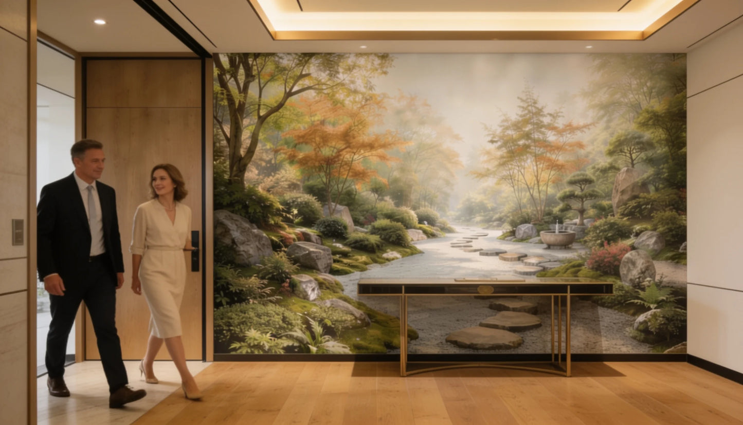 Mural de Jardín Japonés Sereno