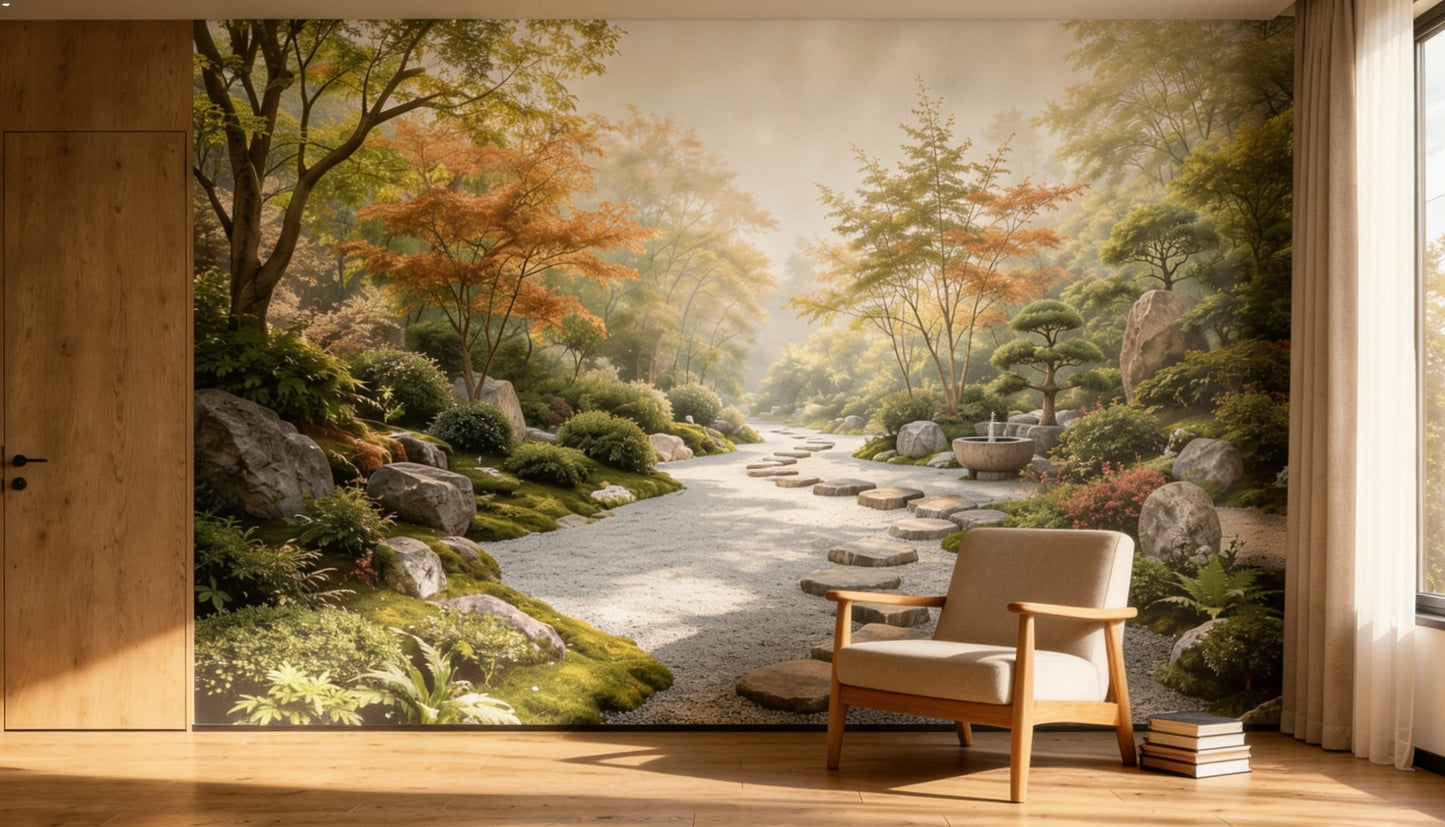 Mural de Jardín Japonés Sereno