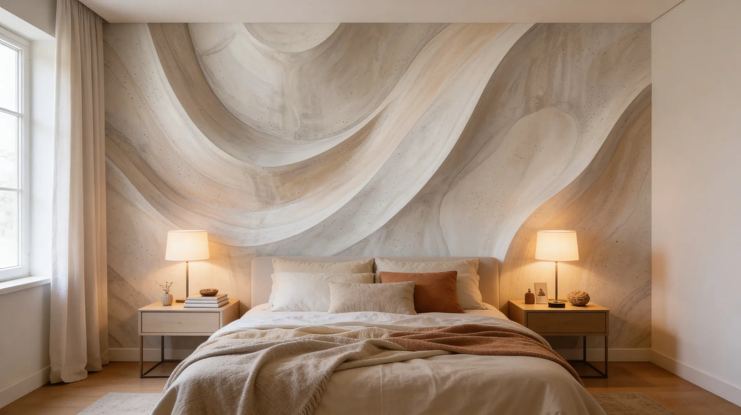 mural textura mineral tonos neutros pared elegante