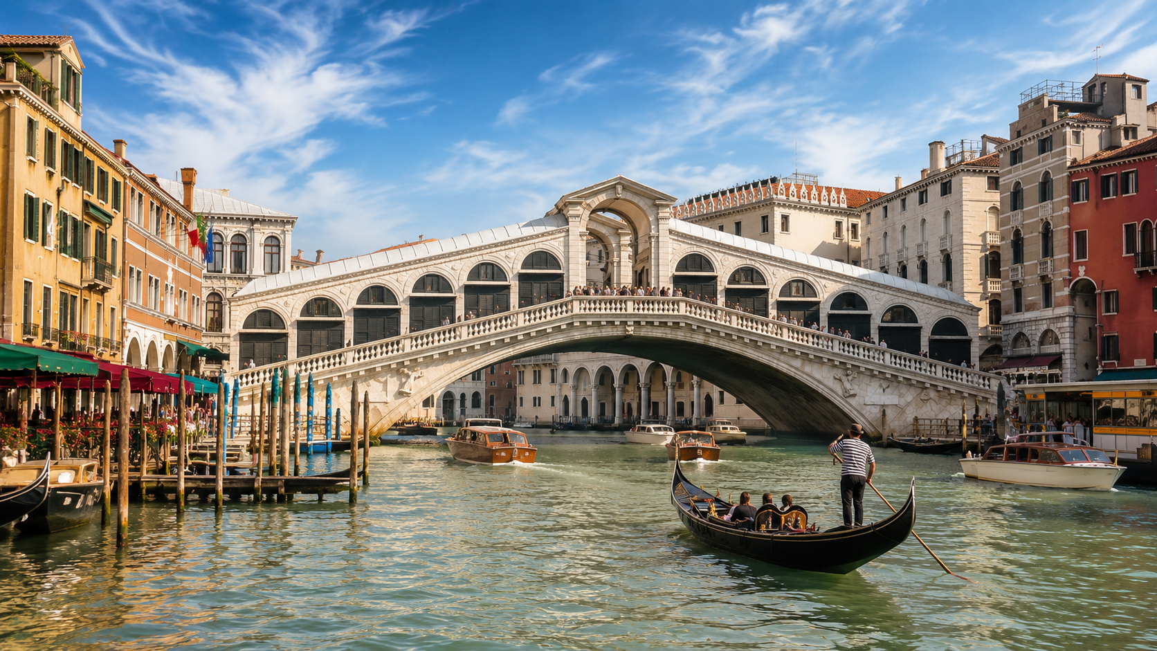 El puente de Rialto permanece como uno de los grandes puntos de encuentro entre la piedra, el agua y la vida veneciana.
