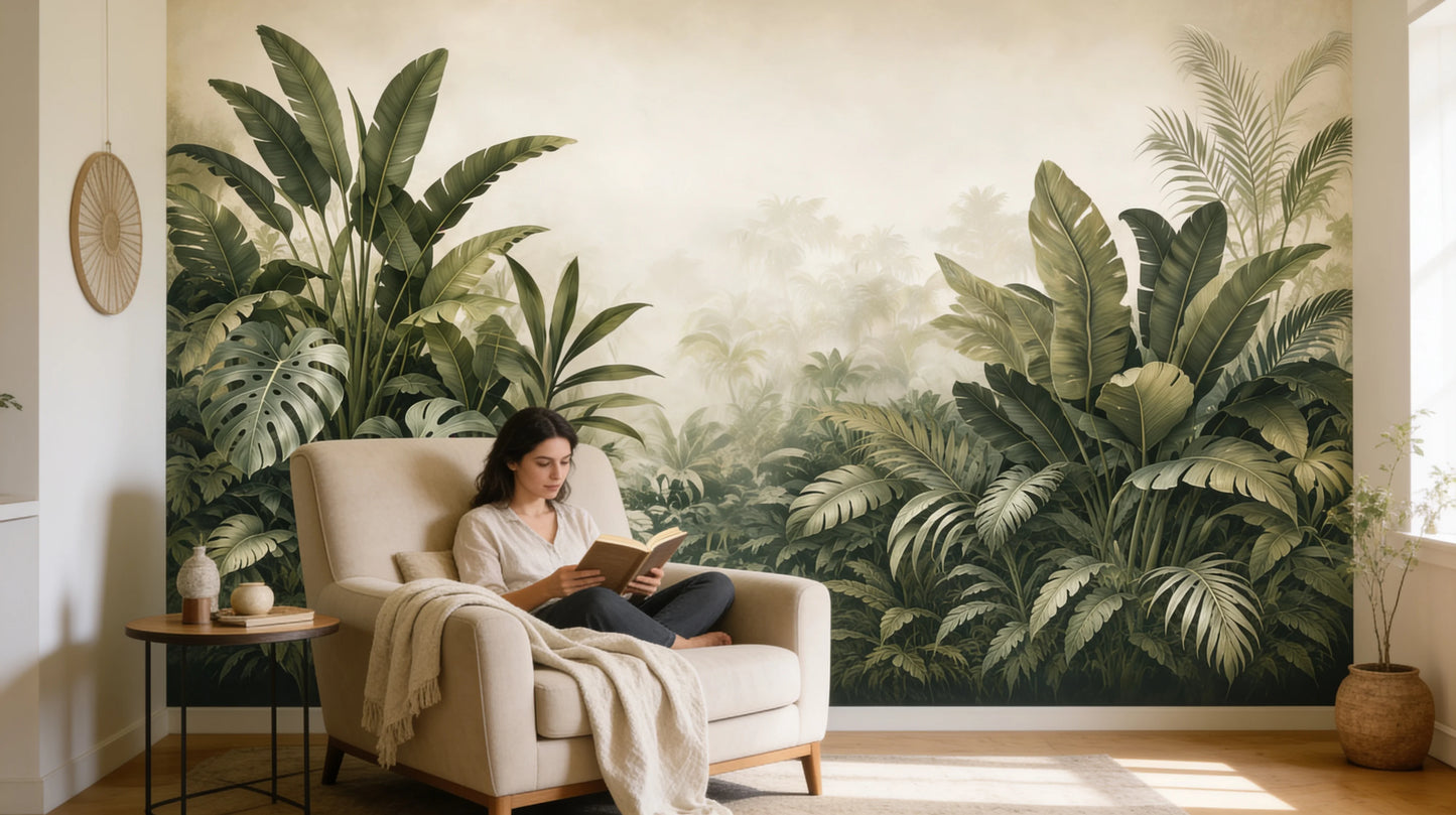 Jardín Botánico Infinito mural de vegetación panorámica en zona de lectura